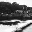 View of a boat moored in the harbour.