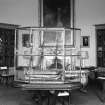 Interior.
Principal floor,  Library, detail of model ship 'Hibernia' in glass case.