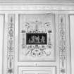 Paxton House, interior.  Principal floor.  Drawing-room, detail of painted wallpaper.