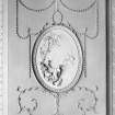 Paxton House, interior.  Principal floor.  Dining-room, view of plasterwork depicting 'Europa and the Bull' above fireplace.