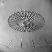 Interior.
Dining room, detail of inserted ceiling of circa 1900.