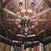 Interior. 1st fl library. View of ceiling