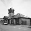Hawick, Commercial Road, Fire Station
Oblique view from south west of main facade (north west side, overlooking Commercial Road) of station, including tower