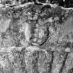 Detail of bowl of columnar garden urn showing fluted surface.