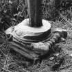 Detail of masonry column capital, now used as support for post