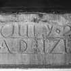 Interior. Utility room, detail of dated lintel "JULY 29 AD 1717".