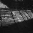 Interior. Main block, 2nd Floor. Detail  of late C17th ceiling over North compartment - groundwork of coved portion.