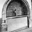 Interior.
Chancel, detail of tomb recess in NW wall.