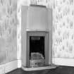 Interior.
Ground floor, staff room, detail of ceramic fireplace.