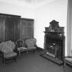 Interior. 
View of Vestry showing fireplace and overmantle.