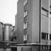 Alloa, Whins Road, Brewery
View from NW of NW end of lager maturation area with two of the ten stainless steel Dual Purpose Vessels (DPVs) behind. DPVs both ferment the wort and condition the lager/ale in the same vessel. Each vessel holds 650 barrels and were installed in 1994