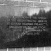 Alloa, Whins Road, Brewery, E wall of Brewhouse
Detail of tablet commemorating the opening of the reconstructed brewery by Inde Coope group of companies in 1958