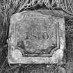 Alloa, Whins Road, Brewery, base of E wall of Brewhouse
Detail of date stone from original 1810 brewery buildings