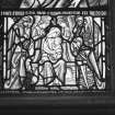 Interior. Chancel stained glass window of the cruxifiction by Douglas Strachan 1924