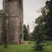 View showing old church tower