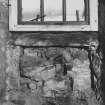 Interior.
View of blocked up embrasure in S wall of central apartment on ground floor.