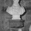 Interior. 2nd. floor, exhibition room, detail of bust of John Knox
