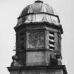 Detail of upper stages of clock tower from S.