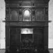 Interior.
Dining room, detail of 'Elizabethan' fireplace.