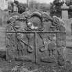 Churchyard, gravestone inscribed AB-AT, detail