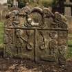 Churchyard, gravestone inscribed AB-AT, detail