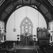 Interior, view from West from gallery showing pulpit, organ etc.