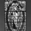 Interior, detail of stained glass on South wall c.1903 Christ the Light of the World