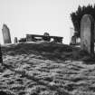 View of burial ground, showing table tomb.