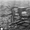 RAF WWII oblique aerial photograph of Langholm Barracks taken from the SE.  Part of Langholm town is also visible in the left foreground.
