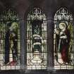 Interior. S wall detail of Bell Irving memorial stained glass windows of The Annunciation by  N H J W estlake 1910