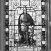 Interior.
First floor, hall, detail of SW stained glass window, Bruce.