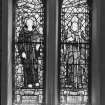 Interior.
Detail of stained glass windows depicting St Francis of Assisi and St Ninian William Meikle & Sons 1923.