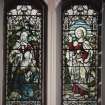 Interior.
Detail of stained glass windows depicting Our Lord at the grave of Lazarus by Ballantine 1901-1906.