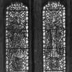Interior.
Detail of stained glass windows depicting Moses and St Paul by Abbey Studio 1961.
