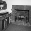 Interior.
Second floor dining room detail of fireplace and wall niche.