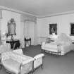 Interior, 1st. floor, white bedroom, view from North West.