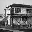 View of N end, rear and external access stair of signal box from NE.