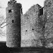 View of South wall of Morton Castle, West tower, taken from South East