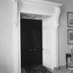 Interior. Ground floor. Entrance Hall. Dining room doors. Detail. closed