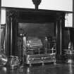 Interior, detail of hall black marble fireplace c.1820 with register grate