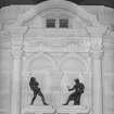 Interior, detail of gallery fireplace designed by Keppie with bronze figures