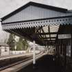 Detailed view from SW of awning attached to station offices on S-bound platform