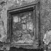 First floor exterior, detail of fireplace surround visible on East gable (prior to restoration)