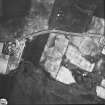 RAF WWII vertical aerial photograph of a heavy anti-aircraft battery at Crossgates near Halbeath, Fife.  The four gun emplacements, command position and accommodation camp are visible.
