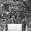 Detail of front of fragment of Anglo-Scandinavian cross-shaft incorporated as lintel over W door.