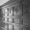 First floor, library, wall, wood panelling, detail