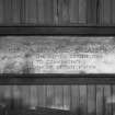 Interior. Detail of commemorative plaque of opening ceremony by HM Queen on 12 October 1960