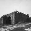 View from North East showing threshing barn with covered water-wheel house. Photosurvey 10 February 1994 at Kilrie Farm