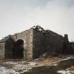 View from North East showing threshing barn with covered water-wheel house. Photosurvey 10 February 1994 at Kilrie Farm