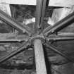 Detail of water-wheel showing hub, arms and shaft.  
Photosurvey 10 February 1994 at Kilrie Farm